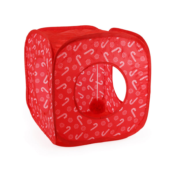 Candy Cane Pop Up Cube Cat Toy Battersea Shop