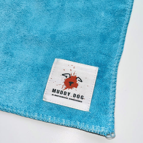 Battersea Muddy Dog Microfibre Towel, Muddy Dog, muddy dog merchandise, Battersea Branded, Battersea merchandise, muddy dog challenge, muddy dog event, dog towel, microfibre towel