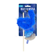 Load image into Gallery viewer, Battersea Bugs Snail Chaser Cat Wand, cat toy, battersea toy, rosewoodXbattersea, battersea, cat stimulation, cat enrichment, cat wand, cat teaser