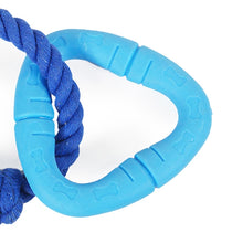Load image into Gallery viewer, Battersea Rope and Rubber Triangle Dog Toy, dog toy, battersea toy, rosewoodXbattersea, battersea, dog stimulation, dog enrichment, tug toy