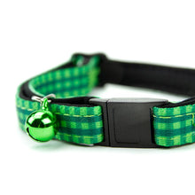 Load image into Gallery viewer, Green Check Cat Collar, cat collar, Strong durable cat collar, Quick release safety buckle, Quick release cat collar