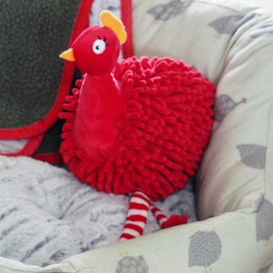 Red Noodly Partridge Dog Toy, Christmas, Christmas toy, plush, dog toy, dog plush,
