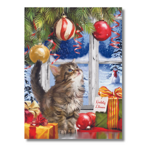 Battersea Christmas Kitten Single Card - Welsh