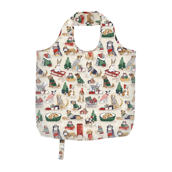 Merry Mutts Packable Shopper, christmas present, reusable bag, tote bag, dogs