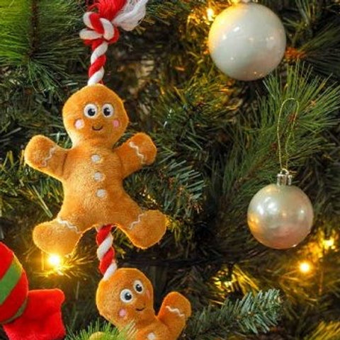 Xmas Tugga Gingerbread Dog Toy, Christmas, Christmas toy, plush, dog toy, dog plush, rope tug toy