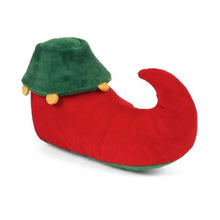 Load image into Gallery viewer, Festive Choo-Shoo Elf Shoe Dog Toy, Christmas, Christmas toy, plush, dog toy, dog plush, 