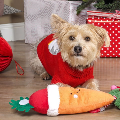 Santa Carrot Dog Toy, Christmas, Christmas toy, plush, dog toy, dog plush,