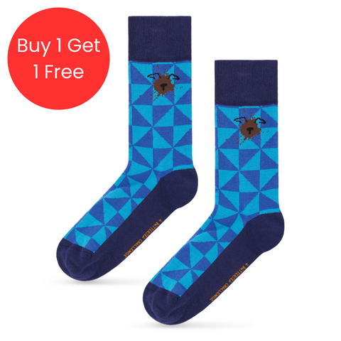 BOGOF - Battersea Muddy Dog Socks - Mosaic Design