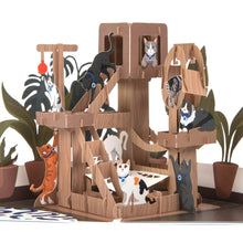 Load image into Gallery viewer, Battersea Cat Tree Pop Up Card, geetings card, card, cat card, pop-up card, charity card, 3D card, cat lovers, 