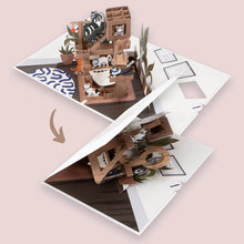 Load image into Gallery viewer, Battersea Cat Tree Pop Up Card, geetings card, card, cat card, pop-up card, charity card, 3D card, cat lovers,