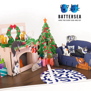 Battersea Cats Pop Up Christmas Card