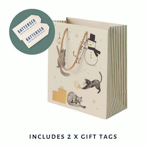 Battersea Christmas Cats Medium Gift Bag