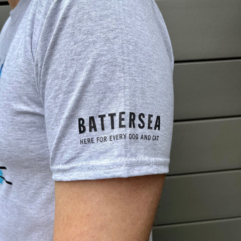 Battersea Watercolour Cats T-Shirt, Battersea branded, battersea t-shirt, Battersea merchandise, grey t-shirt