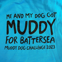 Load image into Gallery viewer, Battersea Muddy Dog Hoodie, Muddy Dog, muddy dog merchandise, Battersea Branded, Battersea merchandise, Battersea hoodie, hoody, hoodie, blue hoodie, muddy dog challenge, muddy dog event