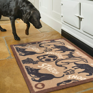 Battersea Dog Stretch - Indoor Floor Mat 65x85cm, door mat, dog door mat, eco friendly, recycled, homeware, carpet, UK made, Battersea branded,