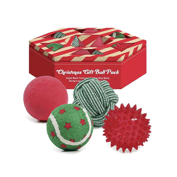 Christmas Ball Gift Pack Dog Toy x 8