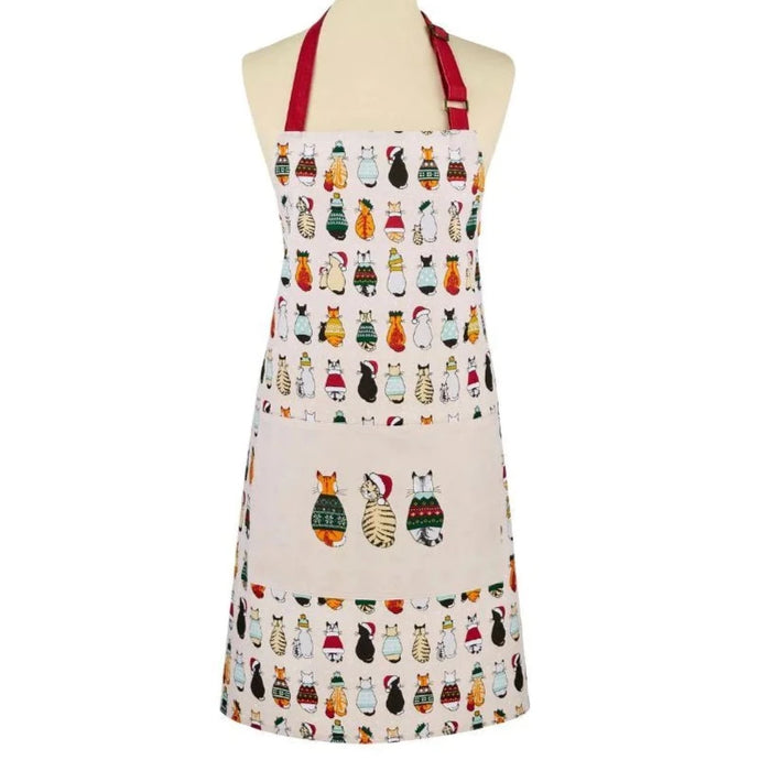 Christmas Cats in Waiting Cotton Apron, kitchenware, cats, christmas presents
