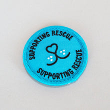 Load image into Gallery viewer, Battersea Wear Blue for Rescue Iron-On Badge, iron on badge, Wear Blue for Rescue, Battersea, WBFR, Battersea branded, Battersea merchandise, Supporting Rescue, Rescue is my favourite breed, wearblueforrescue, 