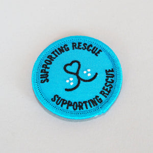 Battersea Wear Blue for Rescue Iron-On Badge, iron on badge, Wear Blue for Rescue, Battersea, WBFR, Battersea branded, Battersea merchandise, Supporting Rescue, Rescue is my favourite breed, wearblueforrescue, 