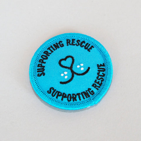 Battersea Wear Blue for Rescue Iron-On Badge, iron on badge, Wear Blue for Rescue, Battersea, WBFR, Battersea branded, Battersea merchandise, Supporting Rescue, Rescue is my favourite breed, wearblueforrescue, 