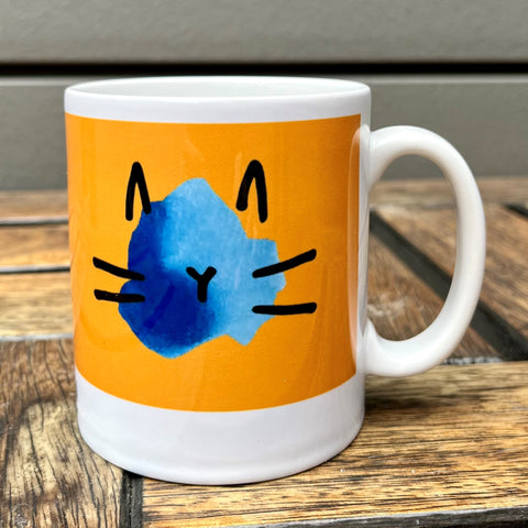 Battersea Mug - orange, battersea mug, battersea merchandise, battersea branded, mug, dog mug, cat mug, watercolour dog, watercolour cat, rescue is best,