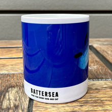 Load image into Gallery viewer, Battersea Mug - blue, battersea mug, battersea merchandise, battersea branded, mug, dog mug, cat mug, watercolour dog, watercolour cat, rescue is best,
