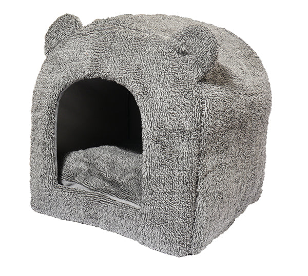 Grey Teddy Bear Cat Bed