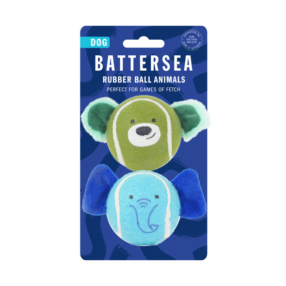 Battersea Rubber Ball Animals 2 Pack Dog Toy, dog toy, battersea toy, rosewoodXbattersea, battersea, dog stimulation, dog enrichment, tennis balls