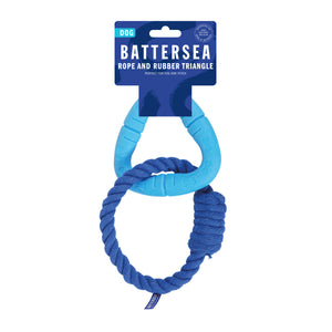 Battersea Rope and Rubber Triangle Dog Toy, dog toy, battersea toy, rosewoodXbattersea, battersea, dog stimulation, dog enrichment, tug toy