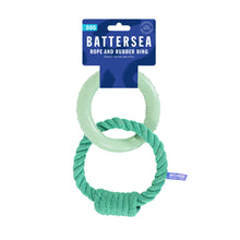 Load image into Gallery viewer, Battersea Rope and Rubber Rings Dog Toy, tug toy, dog toy, battersea toy, rosewoodXbattersea, battersea, dog stimulation, dog enrichment