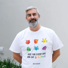 Load image into Gallery viewer, Battersea Pride T-Shirt, pride, pride t-shirt, here for every dog and cat and human, battersea