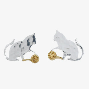 Cat & Wool Silver Earrings