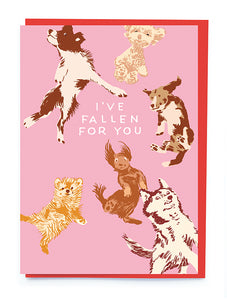 Valentine's Day Card - Dogs Falling