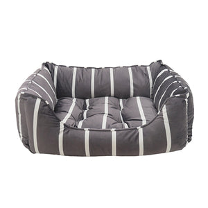 Grey Velvet Stripes Square Bed